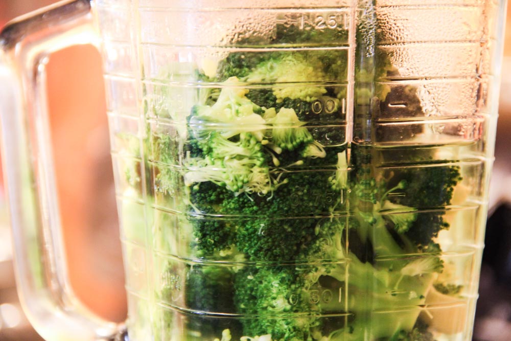 Boiled Broccoli Florets in Blender