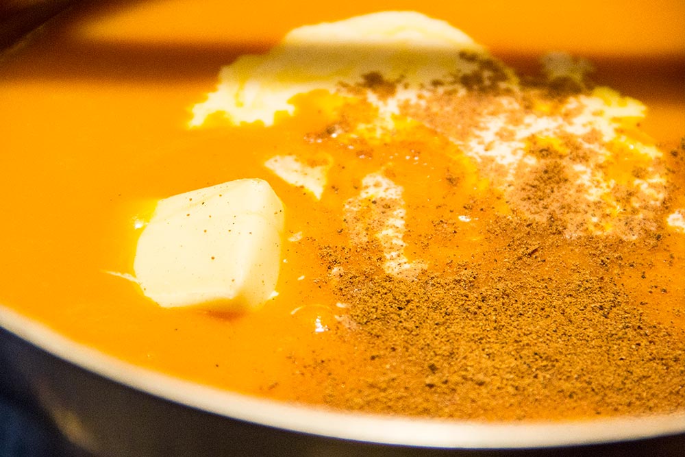 Adding Butter, Cream, Nutmeg & Brown Sugar to Squash Soup