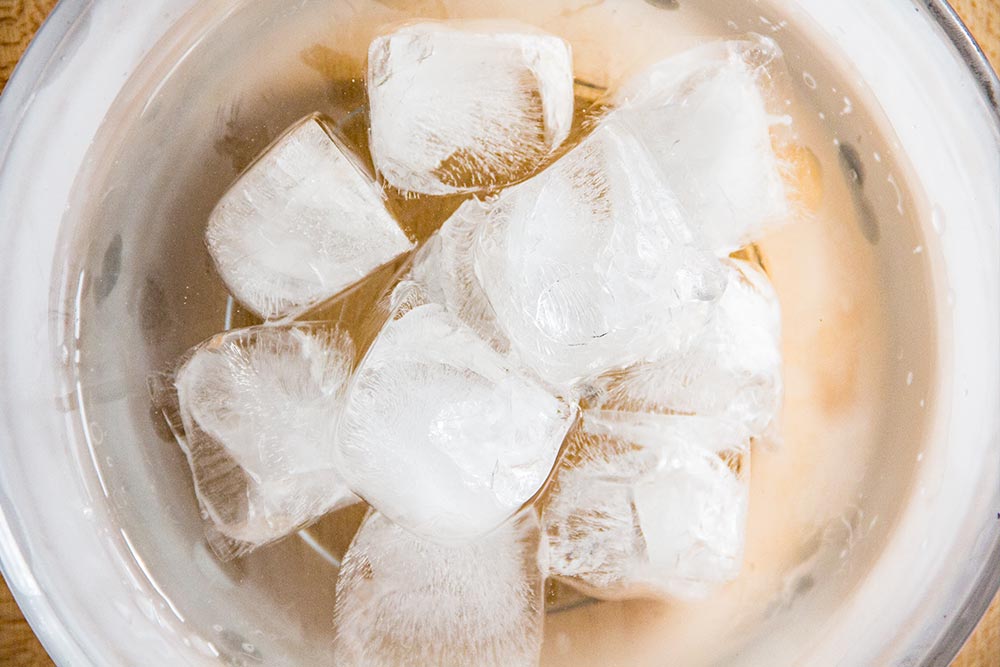 Ice and Water in Bowl