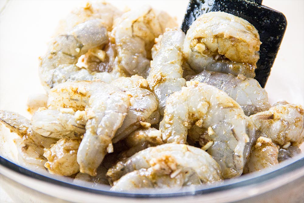 Marinading Shrimp in Bowl
