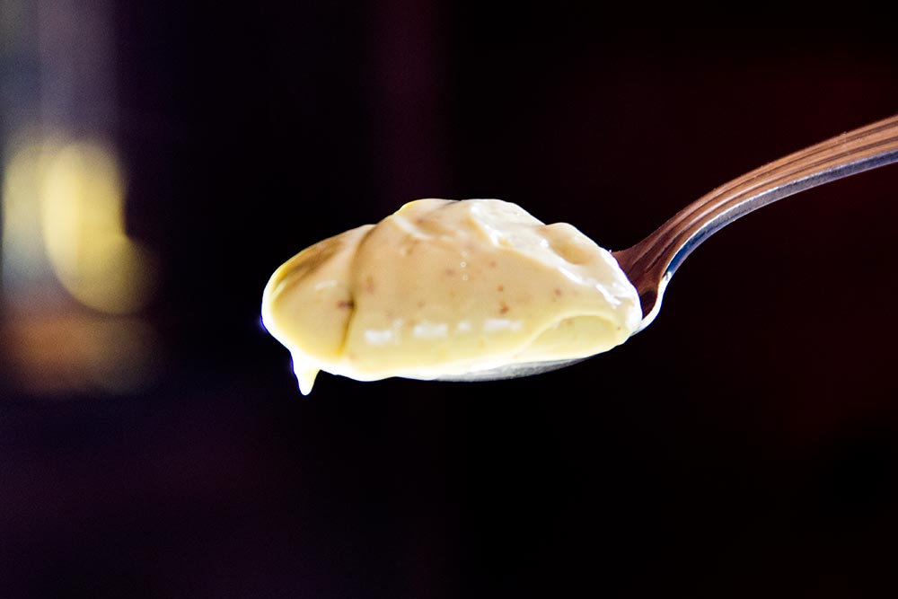 Homemade Mayonnaise on a Spoon