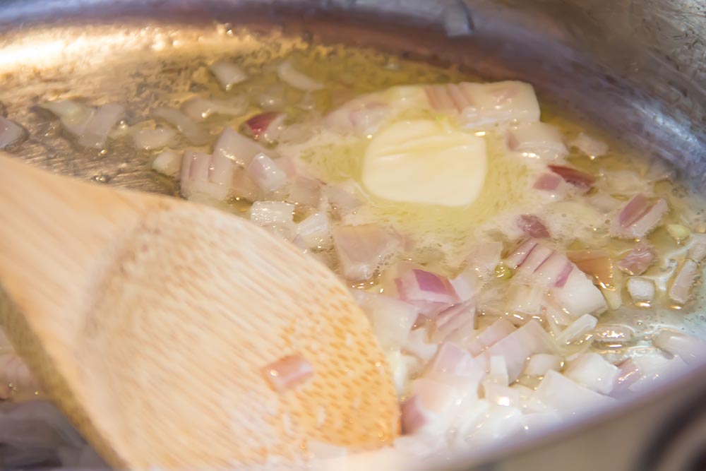 Melting Butter & Softening Shallots