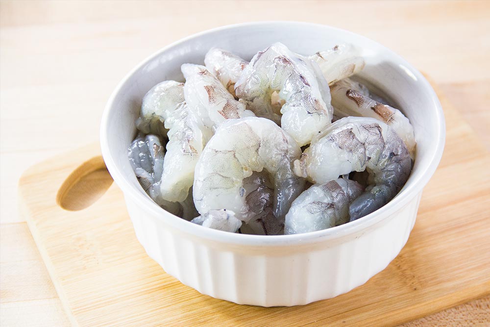 Raw Shrimp Peeled in Bowl