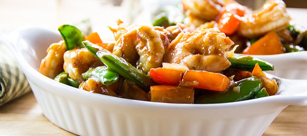 Garlic Stir-Fried Shrimp with Snap Peas & Red Bell Pepper Recipe