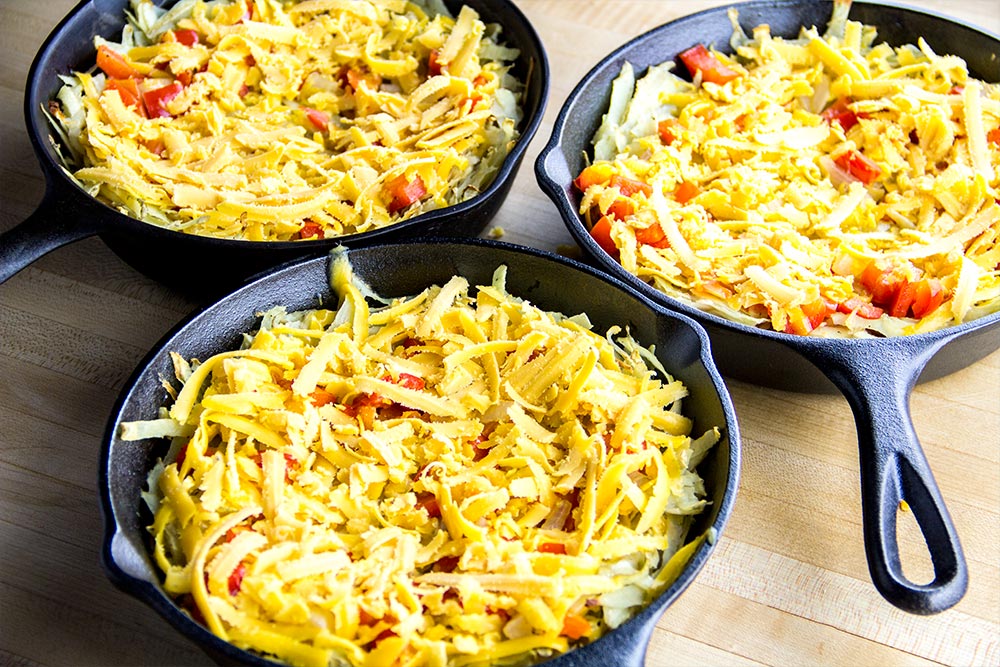 Adding Cheddar Cheese to Skillets
