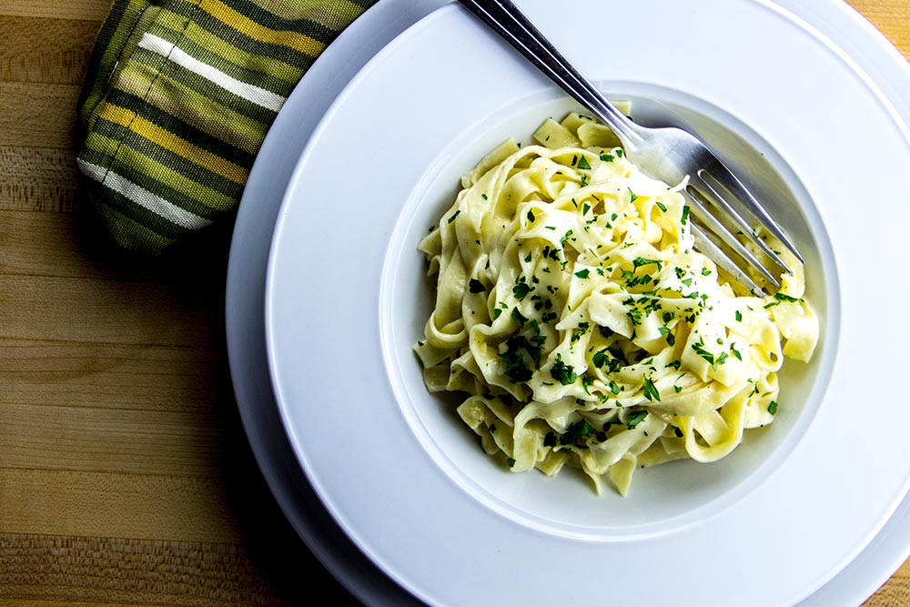 Bowl of Homemade Fettuccini Alfredo