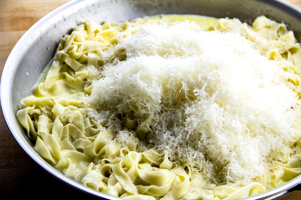 Combining Fettuccini Alfredo Ingredients