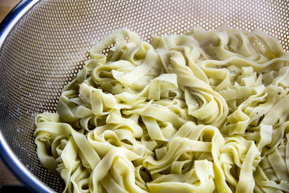 Drained Pasta in Colander