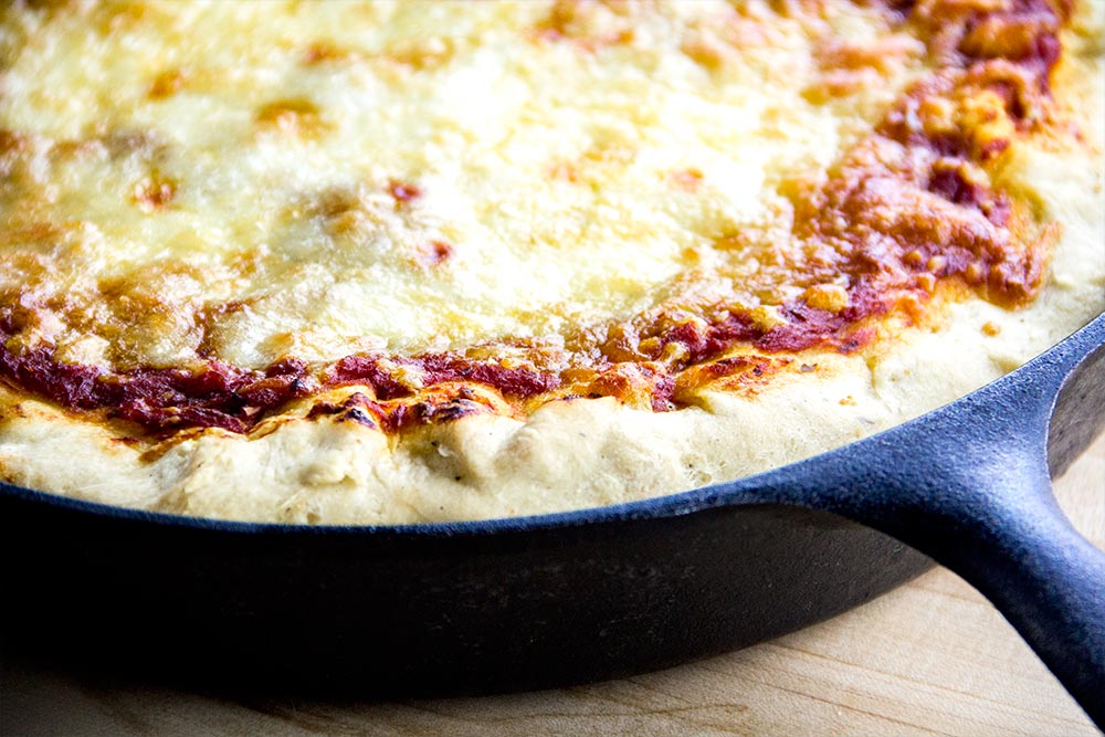 Pizza in Cast Iron Skillet