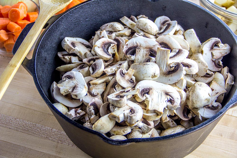 Sliced Mushroom in Dutch Oven