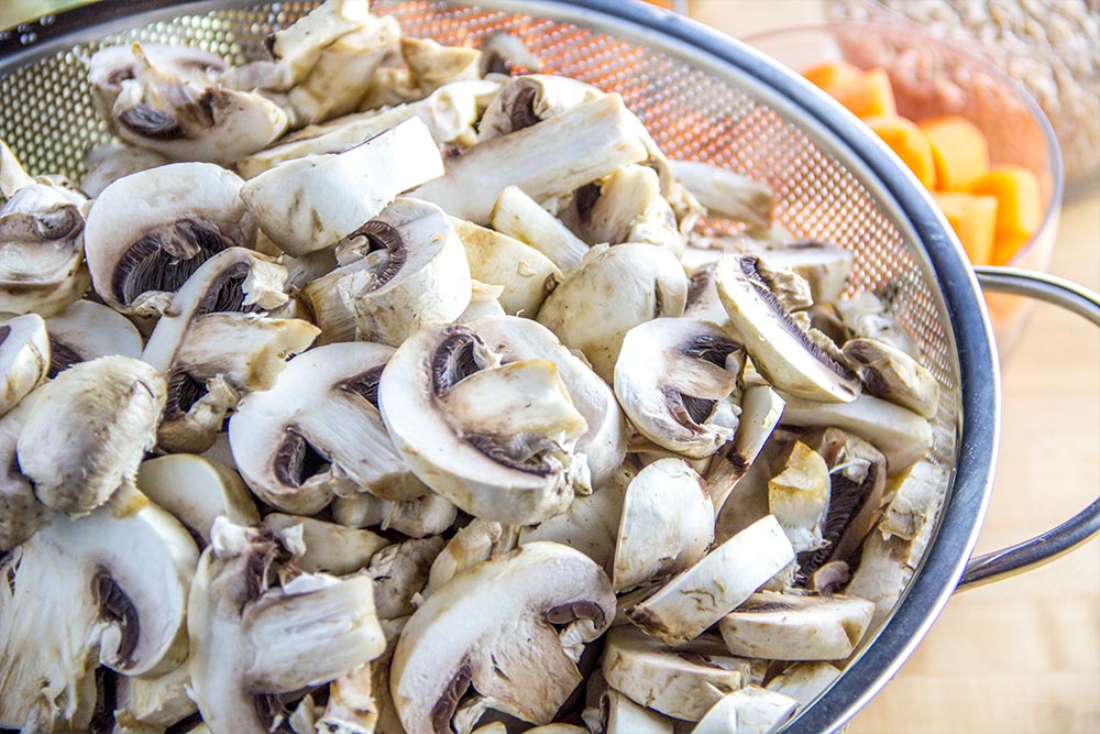 Sliced Mushrooms in BelleMain Colander