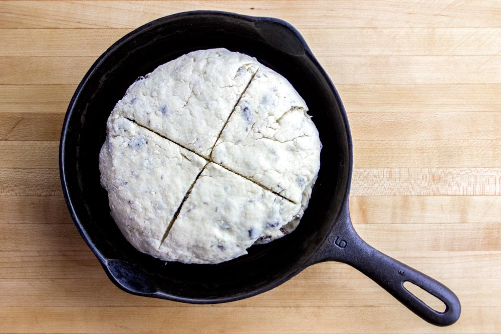 American Style Soda Bread Dough in Cast Iron Skillet