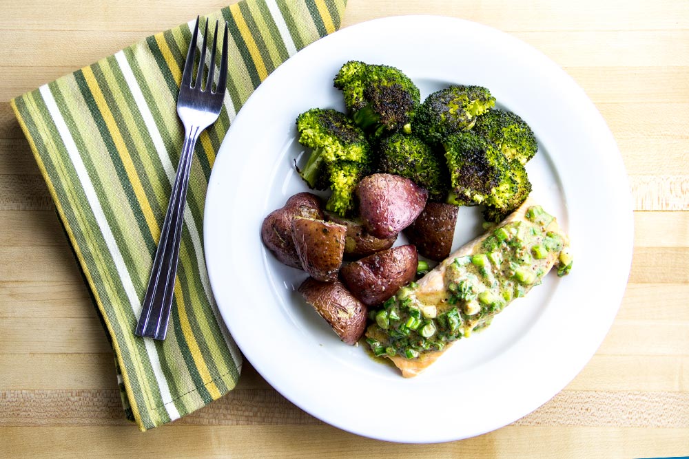 Baked Salmon, Broccoli & Red Potatoes