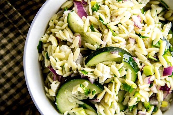 Cucumber, Onion & Parsley Orzo Salad Recipe