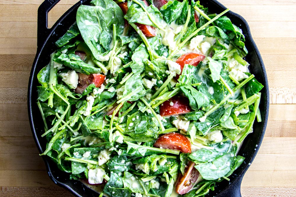 Frittata Ingredients in Cast Iron Skillet