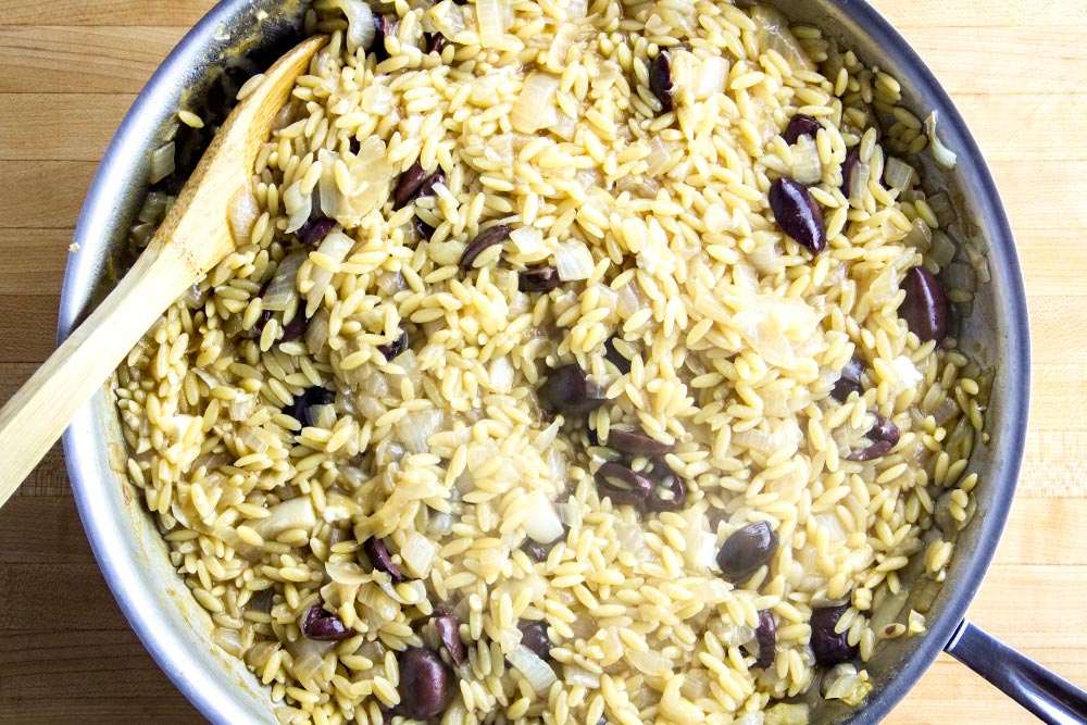 Kalamata Olives Mixed with Orzo & Onion