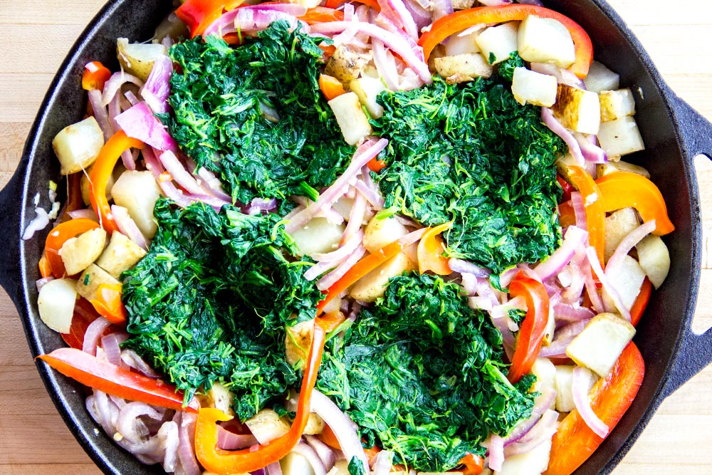 Making Spinach Nests