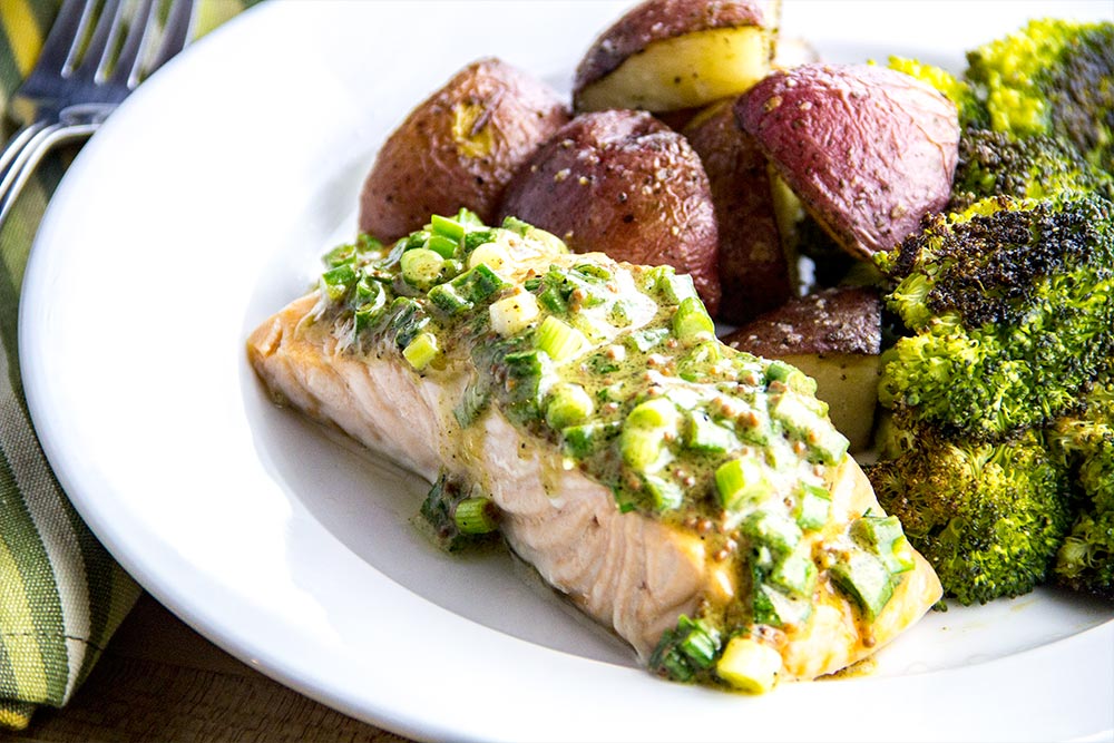 Red Potato, Broccoli & Salmon Dish