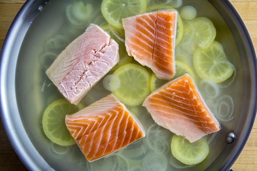 Adding Salmon to Skillet