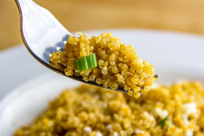 Quinoa Pilaf with Queso Fresco, Peanuts & Scallions Recipe