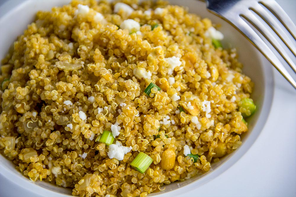 Quinoa Pilaf with Scallions & Queso Fresco