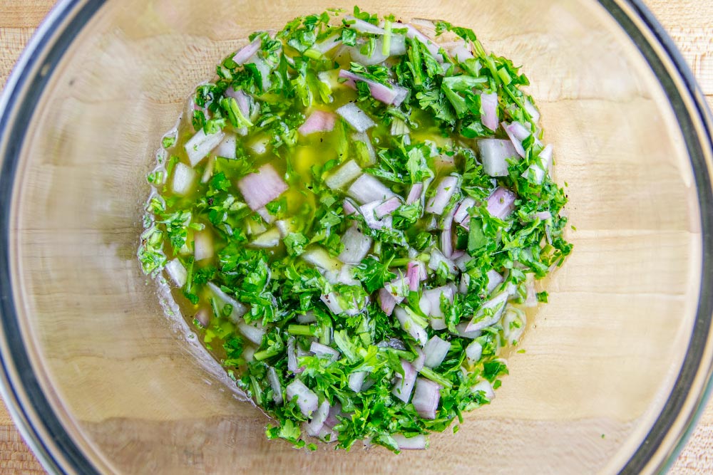 Olive Oil, Red Wine Vinegar, Shallots & Parsley Vinaigrette