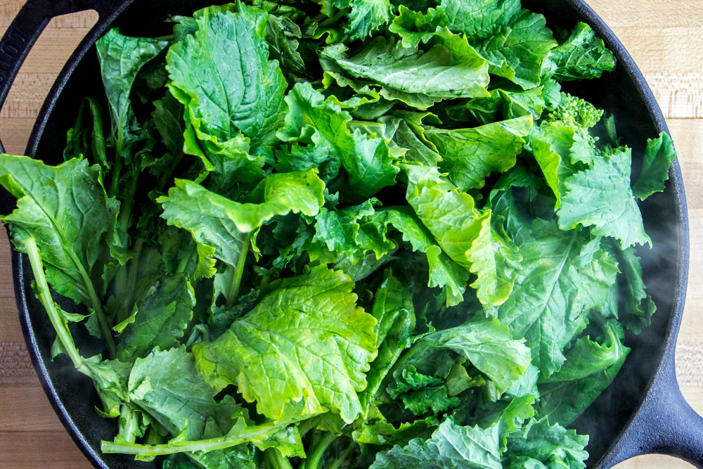 Broccoli Rabe in Cast Iron Skillet