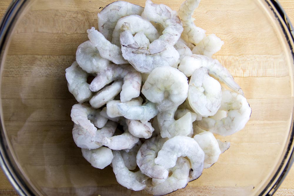 Frozen Shrimp in Glass Bowl
