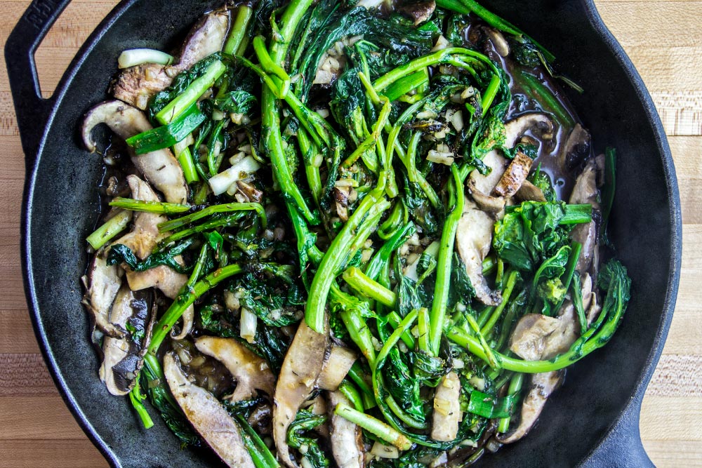 Ginger Spiced Broccoli Rabe & Portobello Mushroom Recipe