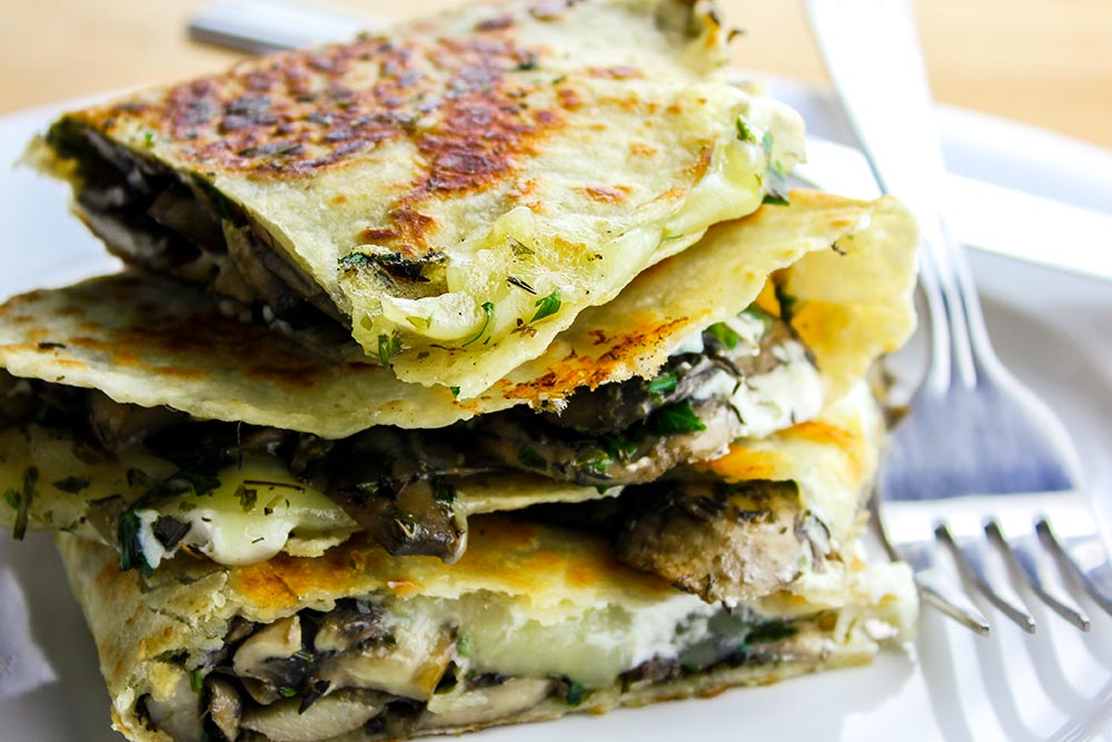 Herb, Mushroom & Goat Cheese Quesadilla Recipe