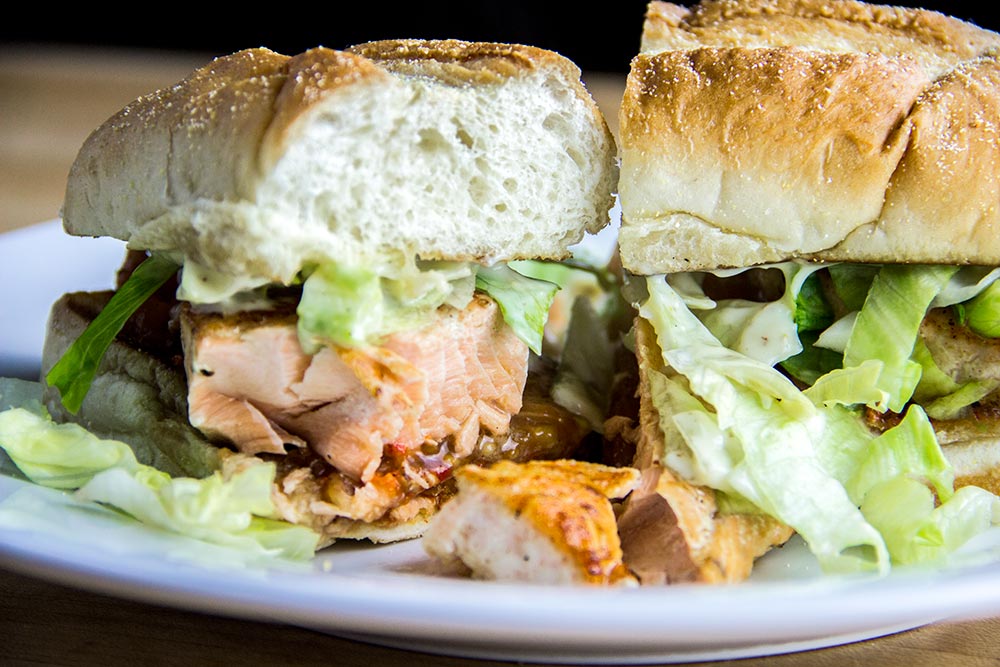 Salmon Sandwich Cut in Half