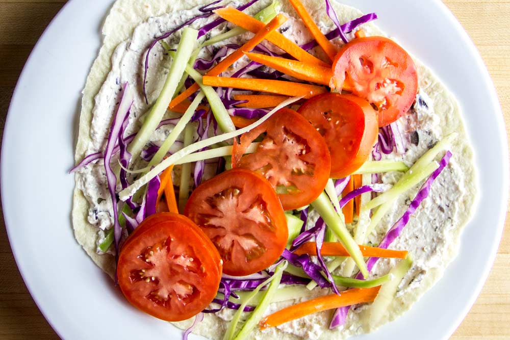 Assembling Ingredients on a Wrap