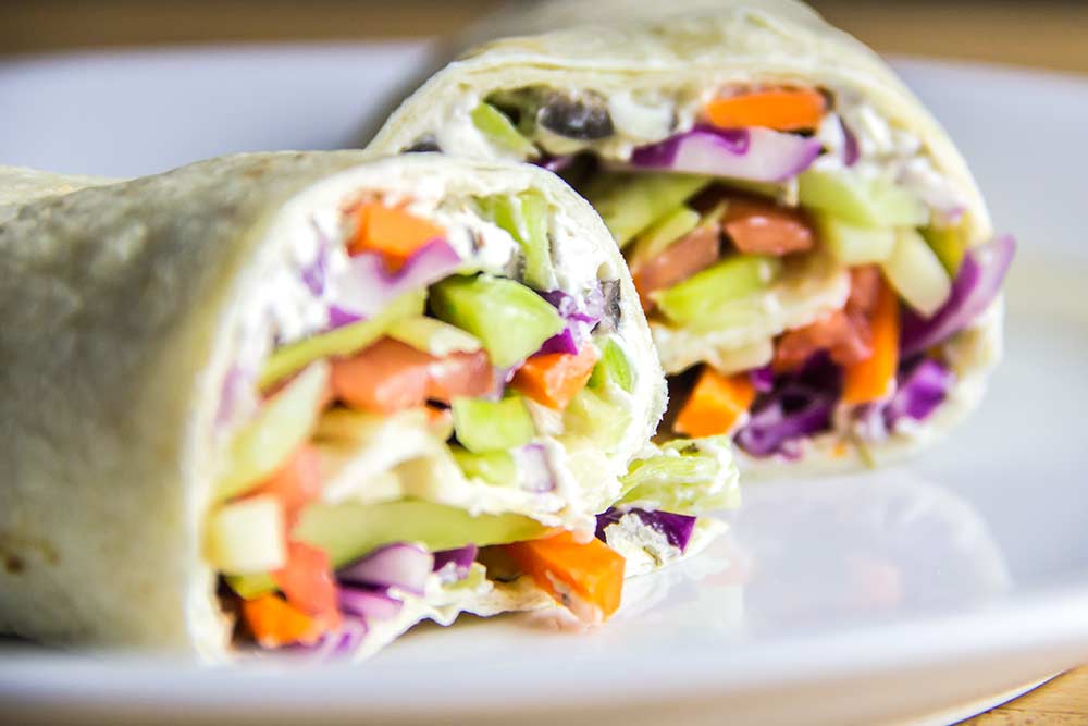 Broccoli, Carrot & Red Cabbage Slaw Roll-Ups