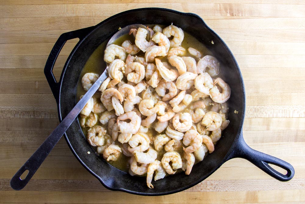 Cooking Shrimp in Cast Iron Skillet