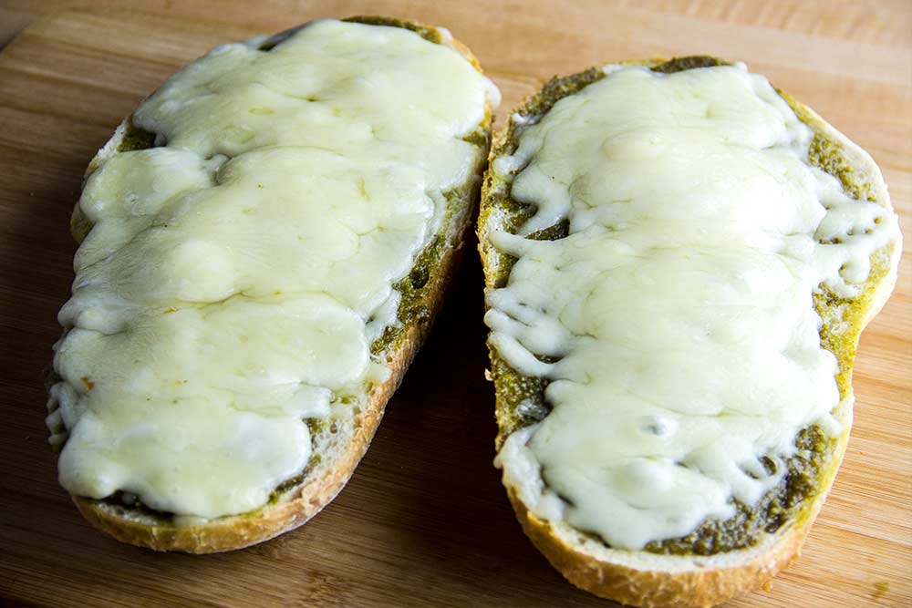 Melted Cheese on Italian Bread