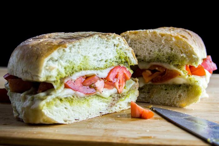 Pesto Double Grilled Cheese & Tomato Sandwich Recipe