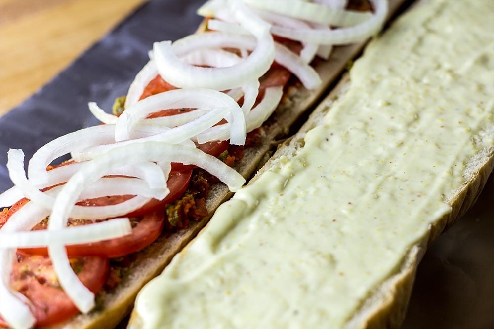 Adding Sweet Onion to Sandwich