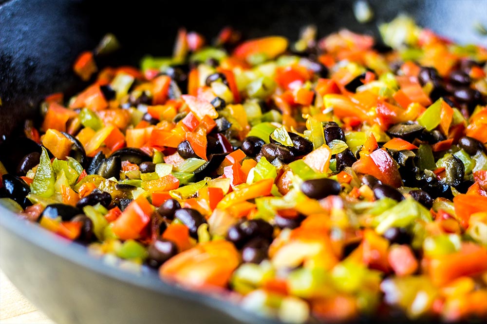 Quesadilla Vegetable Filling in Skillet
