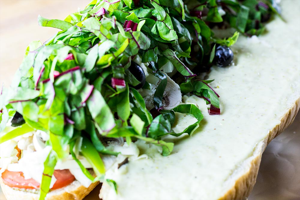 Adding Swish Chard to Sandwich