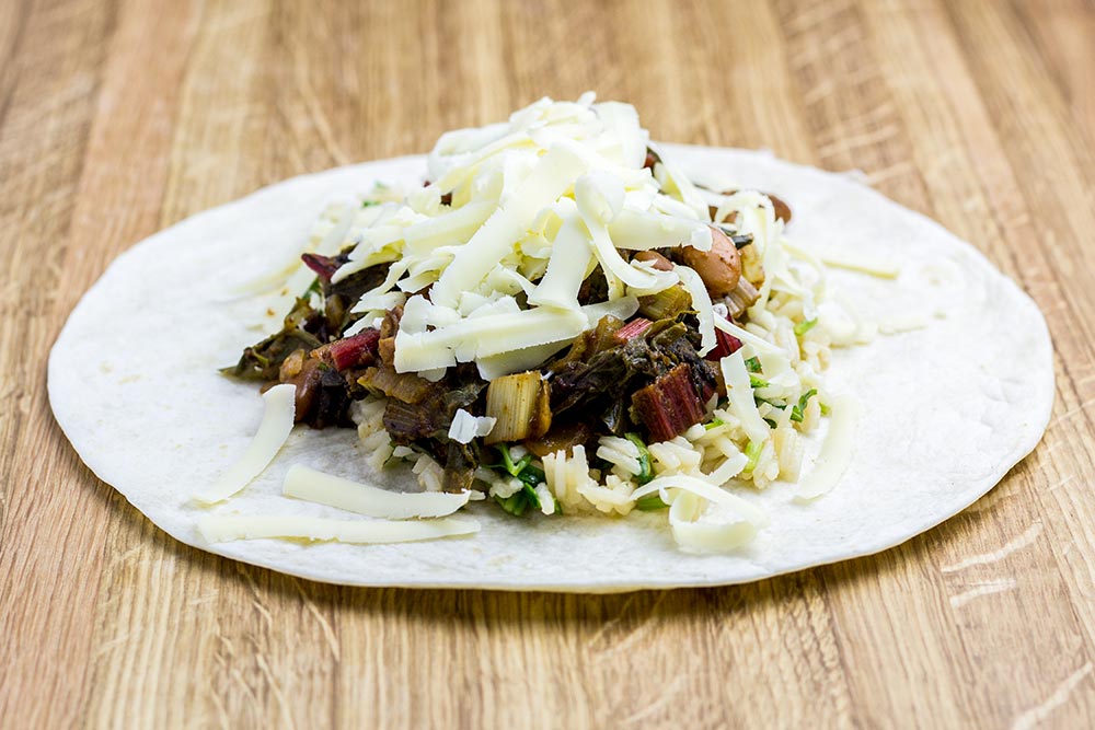 Adding Monterey Jack Cheese to Tortilla
