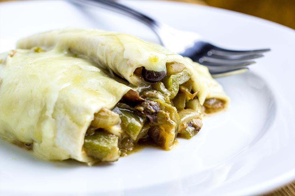 Black Bean & Green Pepper Enchiladas