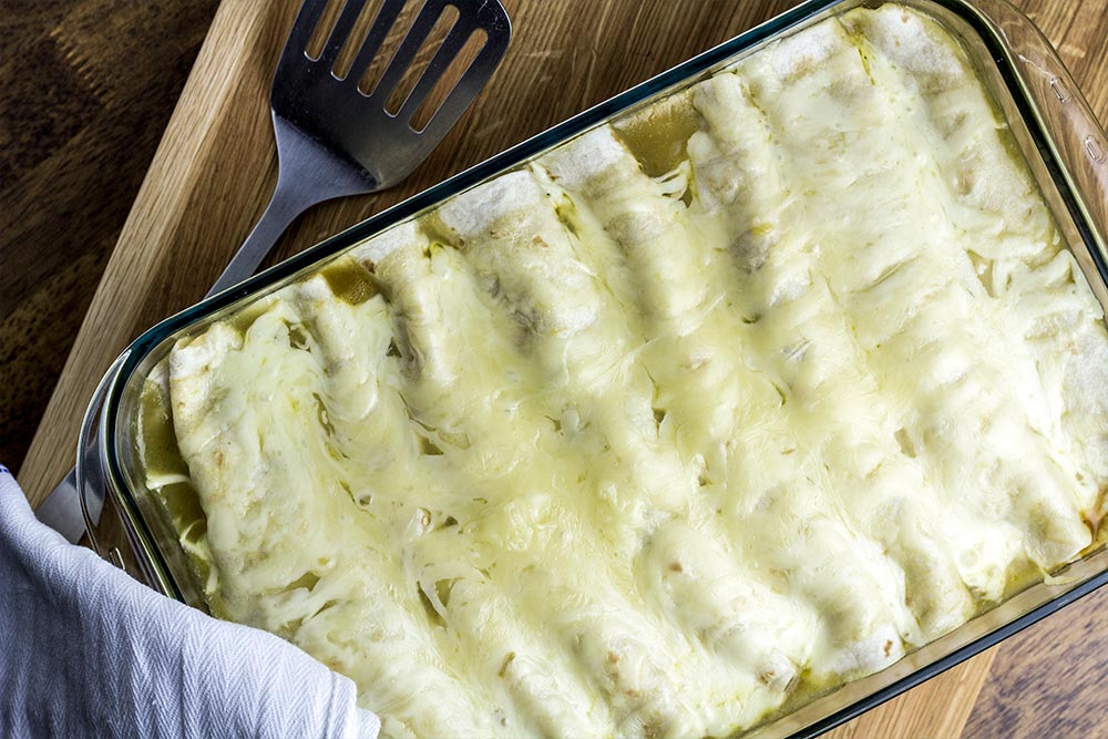 Cheesy Enchiladas in Glass Casserole