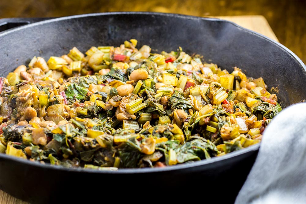 Cooked Swiss Chard & Pinto Beans