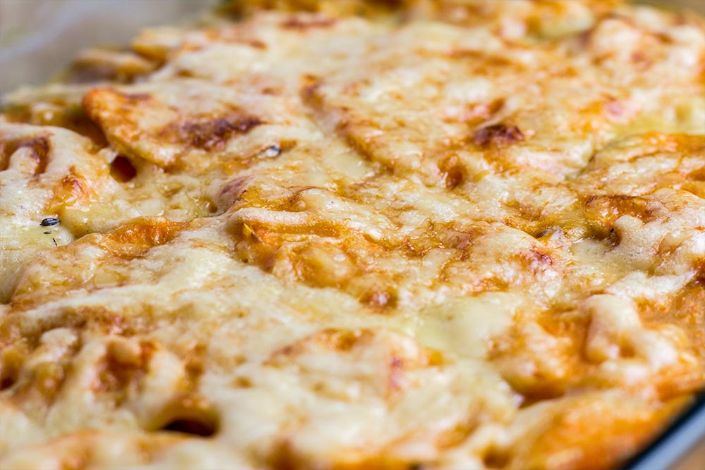 Melted Parmesan Cheese in Sweet Potato Gratin