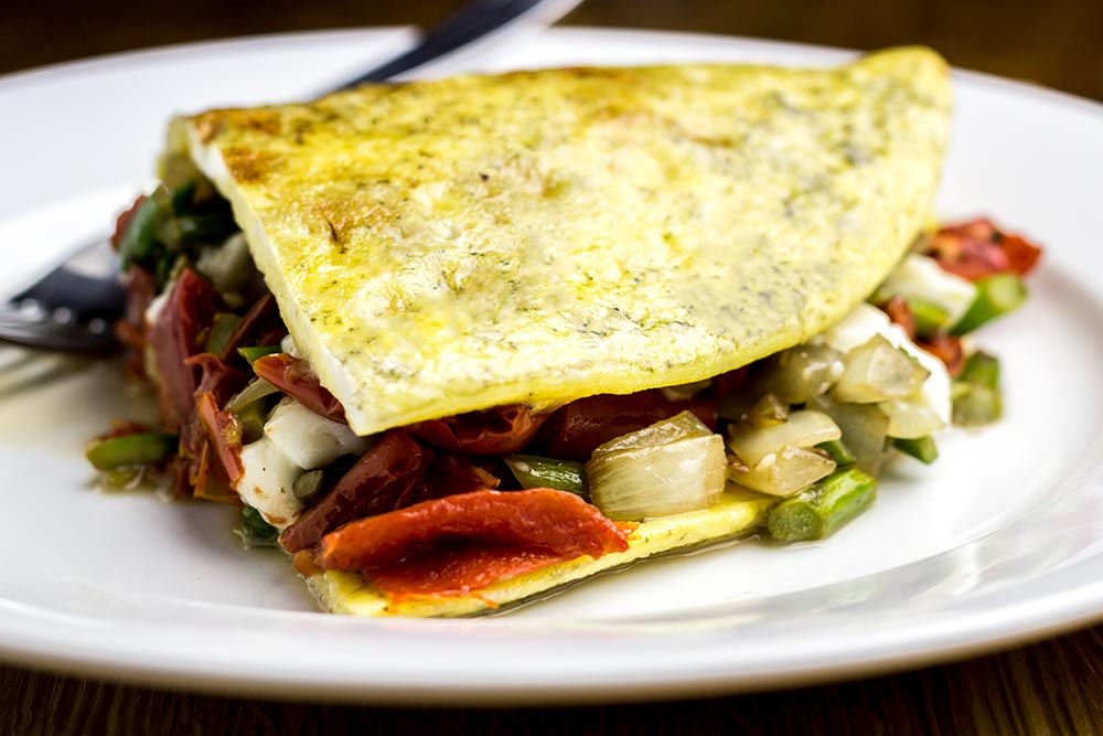 Sun Dried Tomato, Asparagus, Onion & Queso Fresco Omelet
