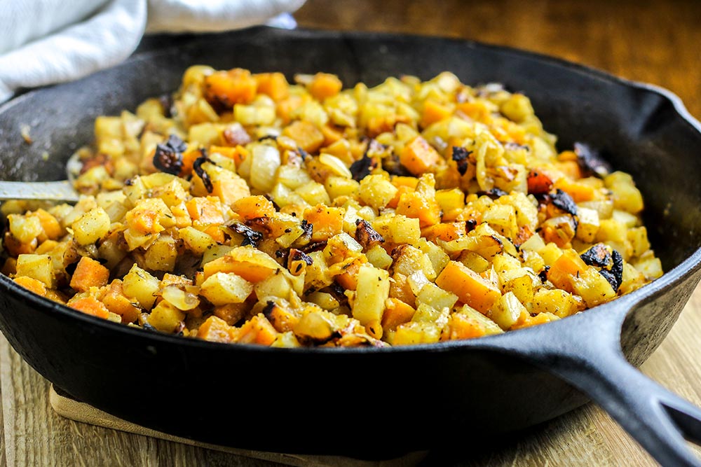 Cooked - Browned Russet & Sweet Potatoes