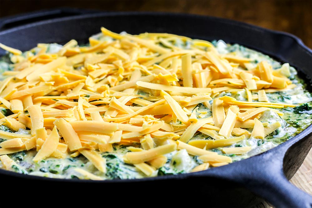 Raw Cornbread Mix in Skillet