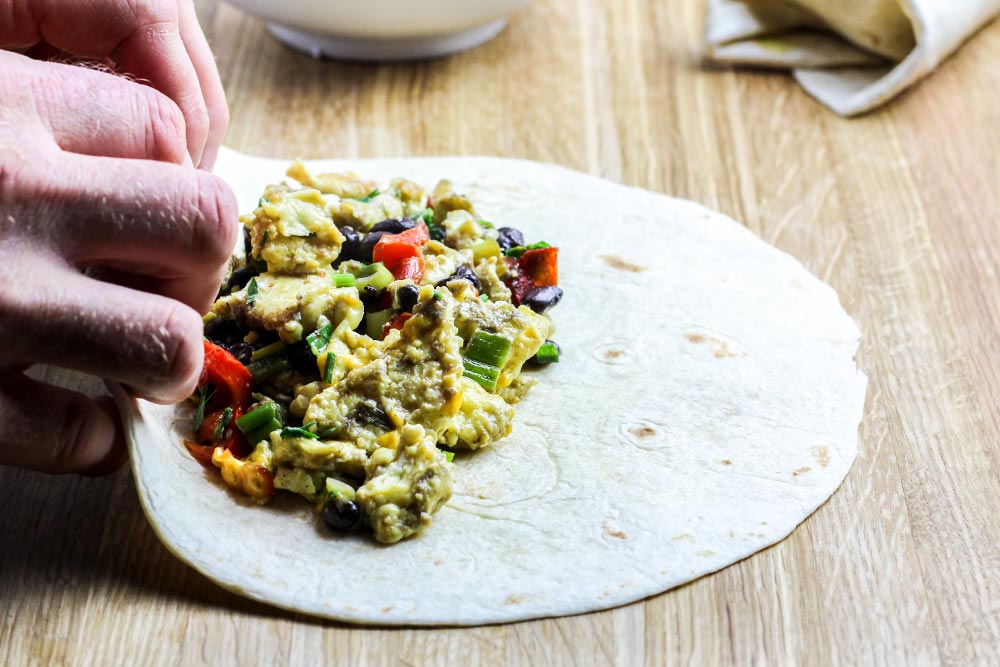 Rolling an Egg Burrito