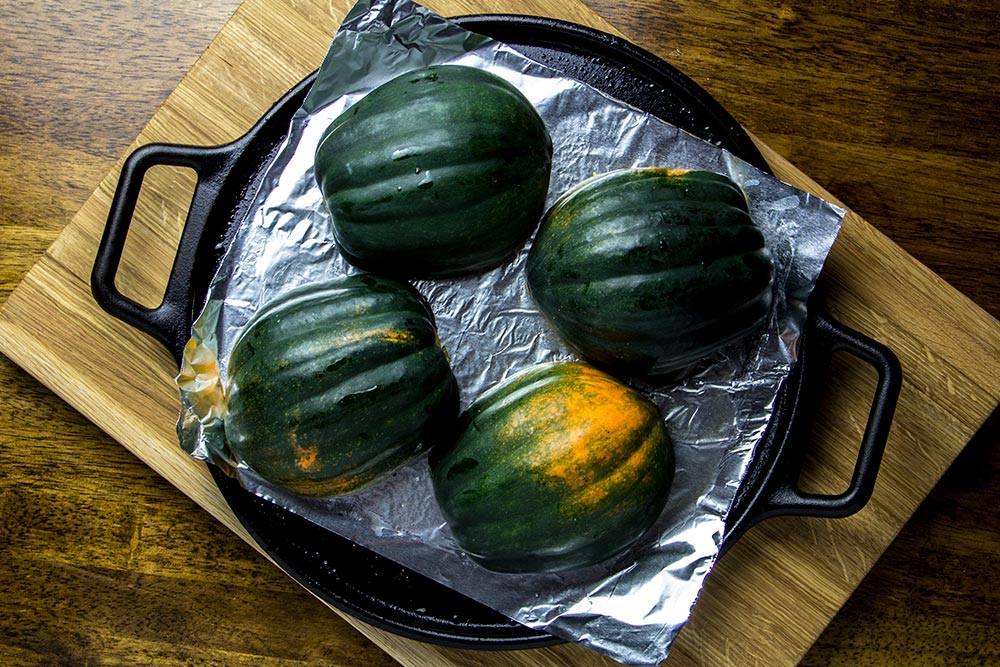Acorn Squash on Baking Sheet