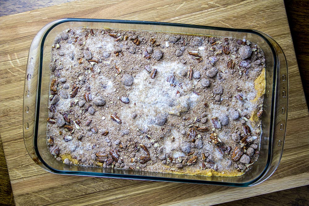 Cobbler Topping Ingredients Spread Over Batter